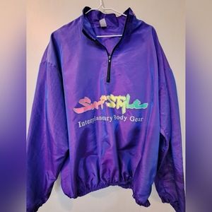 Vintage 80s 90s Surf Style Purple Iridescent Half Zip Windbreaker Surf wear